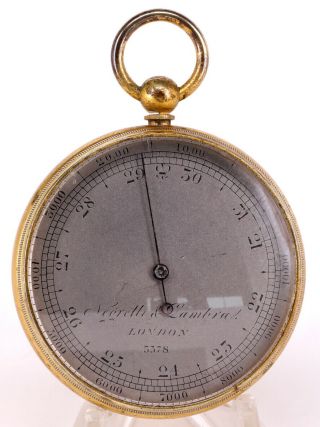 Gilt Brass Pocket Barometer & Altimeter By Negretti & Zambra Cleaned And