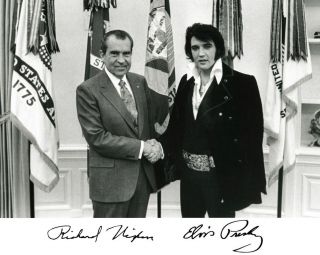 President Richard Nixon & Elvis Presley Autographed Glossy 8x10 Photo