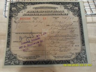 Prohibition Liquor Prescription Dated August 18,  1926,