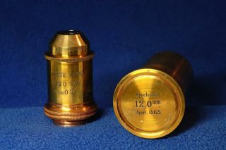 Zeiss Microscope Objective 12mm 0.  65 Example Antique