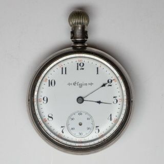 Vintage Silver Clad Open Face Elgin Railroad Pocket Watch