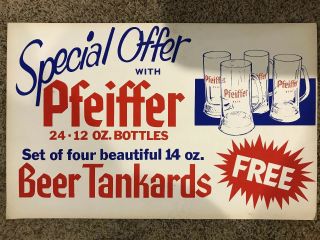 Vintage Cardboard Counter Display Sign Pfeiffer Special Offer For Beer Tankards