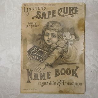 1891 Advertising Booklet Warner’s Safe Cure Name Book Medical Quackery