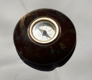 Antique Victorian/ 19c Cornish Serpentine Marble Mounted Compass.  Pocket - Sized