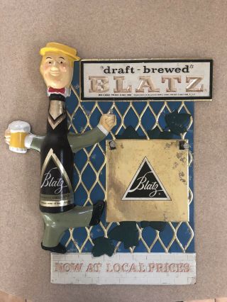 (vtg) Blatz Beer Bottle Man Calendar Holder