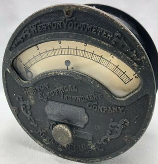 1890s Weston Electrical Instrument Co Large Voltmeter Gauge Steampunk