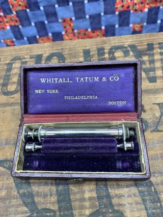 Whithall Tatum Antique Medical Glass Syringe Case Needle