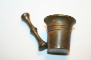 Vintage Antique Miniature Solid Brass 1.  25 " Mortar & 1.  5 " Pestle