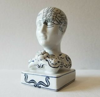 Antique Porcelain Phrenology Bust Skull Head Scientific Curiosity Psychology Art