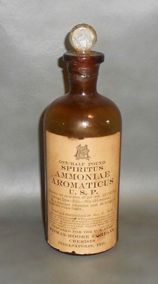 1918 Antique Wwi U.  S.  Army Medicine Bottle Pitman - Moore Indianapolis