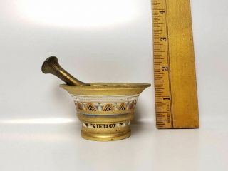 Vintage Small Brass Mortar And Pestle 1 1/2 " Tall 4