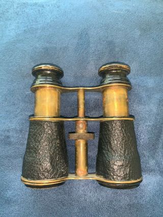 Antique French Leather Covered Opera Glasses By Lamier Of Paris C.  1900