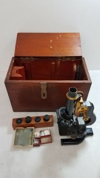 Antique Spencer Microscope W/ Hartz Wood Case