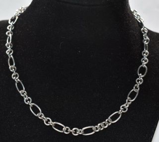Vtg Solid Sterling Silver 925 Rolo Link 7.  5mm Wide Choker Toggle Necklace 16 "