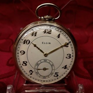 Vintage Elgin Pocket Watch Gold Plated Elgin Case Running Well 1924