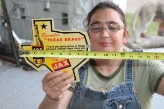 Texas Brags About Jax Beer Bar Tavern Gas Oil Porcelain Metal Sign 3