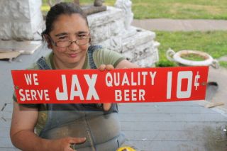 We Serve Jax Quality Beer 10c Bar Tavern Gas Oil Porcelain Metal Sign