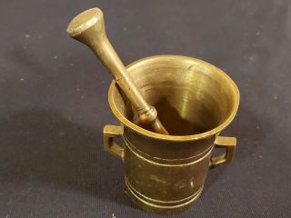 Small Vintage Brass Mortar And Pestle Apothecary Pharmaceutical (denmark)