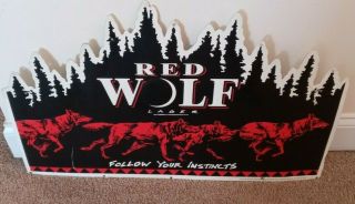 Red Wolf Lager,  Beer Sign 1995 Anheuser - Busch Beer,  Metal Sign 30 " X 18.  5 "