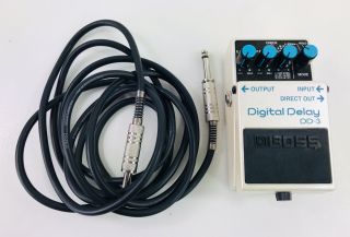 Vintage Boss Digital Delay Dd - 3 Guitar Pedal & Professional Noiseless Cable 3