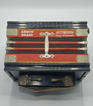 Vintage Arrow Brand Button Accordion Made In Germany - Hohner Style