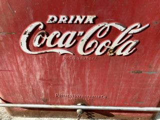 Vintage 1950 ' s Drink Coca - Cola Metal Ice Chest Cooler w/ Bottle Opener & Tray 2