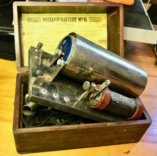 Voltamp Battery No.  6 " Majestic " Antique Electrotherapy Device Wood Box Quackery