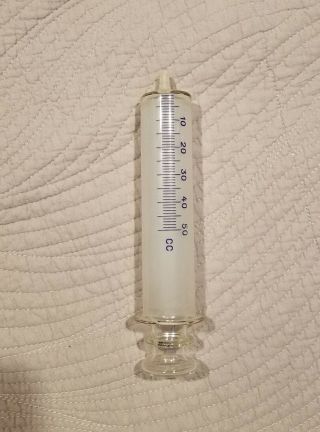 Antique Medical Giant Glass 50 Cc Hypodermic Syringe