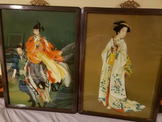 Vintage Chinese Reverse Art Paintings.  Two (2)