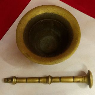 Vintage Solid Brass Mortar and Pestle Apothecary 2