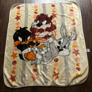 Vtg Baby Looney Tunes Novatex 1998 Xlarge Blanket Throw Bug Bunny,  Taz,  Daffy Du