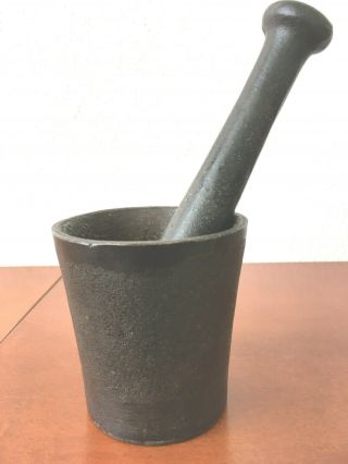 Vintage Antique Industrial Cast Iron Mortar And Pestle.