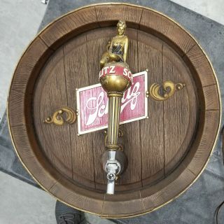 Vintage Schlitz Beer Barrel With Lady On Globe Tap Handle Ready To Tap Your Keg