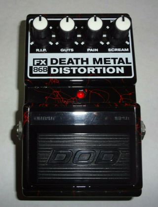 Dod Fx86b Death Metal Distortion Pedal Vintage Blood Red Spatter