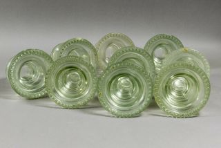 Set Of 18 Vintage Hemingray No.  42 Clear Green Tinted Glass Insulators - Cd 154