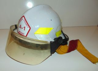 Vintage Chieftain Helmet Fire Dept Face Shield Laurens Greenville Sc White