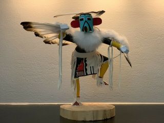 Vintage - Kachina Navajo Indian - Eagle Dancer - Wood Doll Signed “gt”