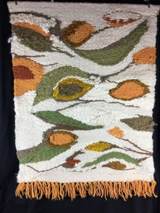 Vintage Mid Century Handwoven Wall Hanging Tapestry Weaving Textile Modern