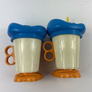 Vintage Disney Donald Duck Plastic Mug Straw Sippy Cup Lid Handle Shoes 2 Cups 3