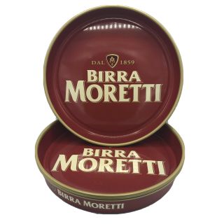 Birra Moretti Italian Beer Set Of 5 Like Tin Bar Trays 13.  75”