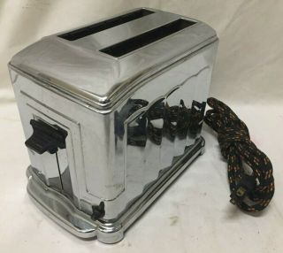 Vintage Mcgraw Electric Company Toaster 1b5 Art Deco 2 Slice Chrome