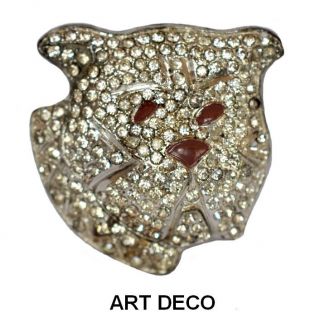 Signed Vintage Art Deco Enameled Silver Rhinestone Bulldog Pin Brooch