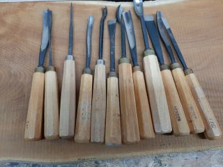 12 Vintage Herder And Other High End Wood Carving Chisels.  Spain Germany Made
