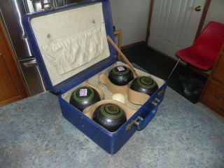 Vintage Henselite Bocce/lawn Bowling Balls - Great Britain - Complete Set W/ Case