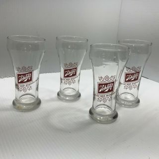 4 Vintage 1970’s Schlitz Beer Glasses 8 Oz Glass Collectible 6 Inch Tall