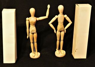 Grumbacher Poseable Wood Models Male & Female Vintage Mannequins Drawing & Art