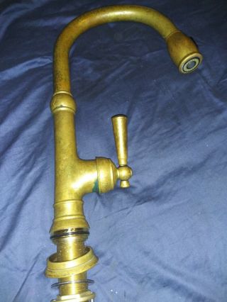 Vintage Brass Kitchen Sink Faucet Pull Out Sprayer 16 " Tall