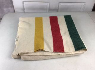 Ll Bean Vintage Wool Blanket Three Stripes Made Usa