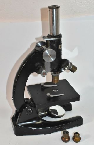 Antique Bausch & Lomb Microscope Usa With Extra Lenses