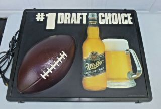 Vintage 1992 Miller Draft Lighted Beer Sign 3 - D Football 1 Draft Choice